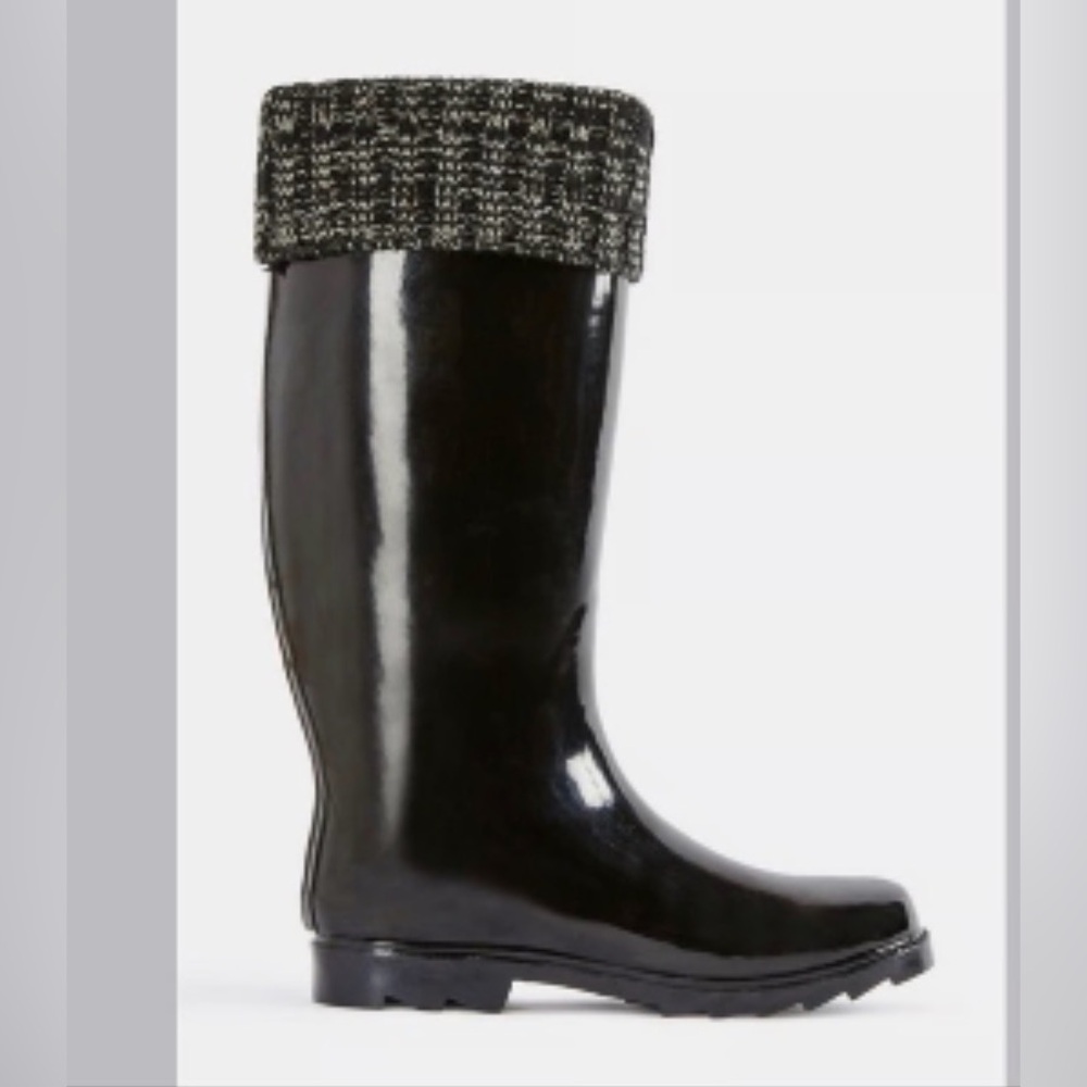 JustFab Rockie Fold Over Cuff Rain Boots in Black, Women’s Size 6 - Picture 8 of 8